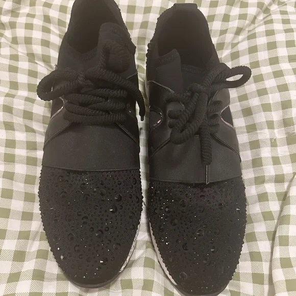 Carvela Lament Bling Embellished Women's Sneakers in Black Size 38.5 - Picture 7 of 9